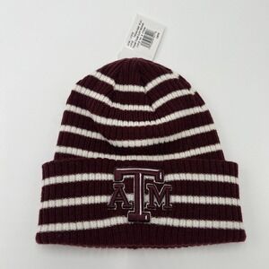Adidas Texas A&M Aggies Maroon White Striped Knit Beanie Cap One Size